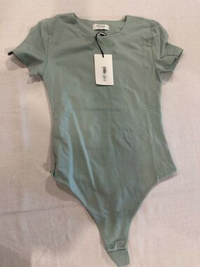 Aritzia Sage Green Short Sleeve Bodysuit